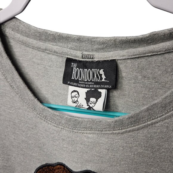 The Boondocks Graphic T-Shirt W/ Embroidered Huey Character Design Gray Short Sl - Picture 4 of 9
